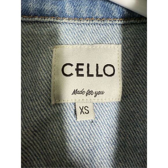 CELLO Women’s Denim Ruffle Jacket Blue Light Wash Size XS Button Down - Picture 3 of 8